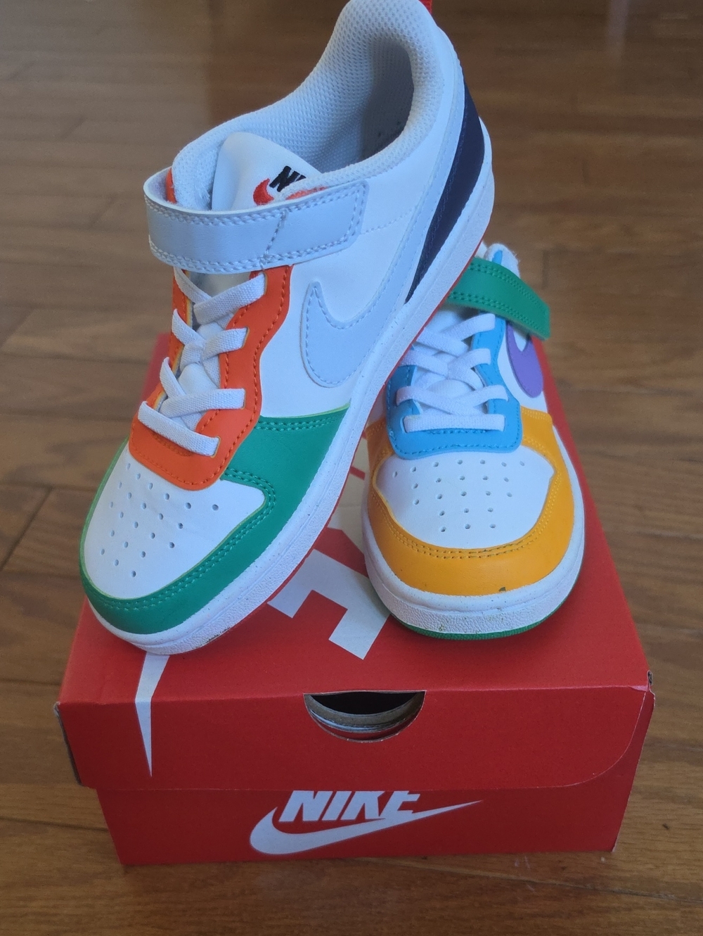 NIKE Kids Court Bourough Low Size 1y Sneakers — White with Multi Colors
